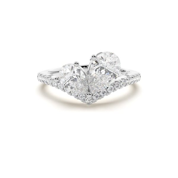 Toi Et Moi Sweetheart Diamond Engagement Ring