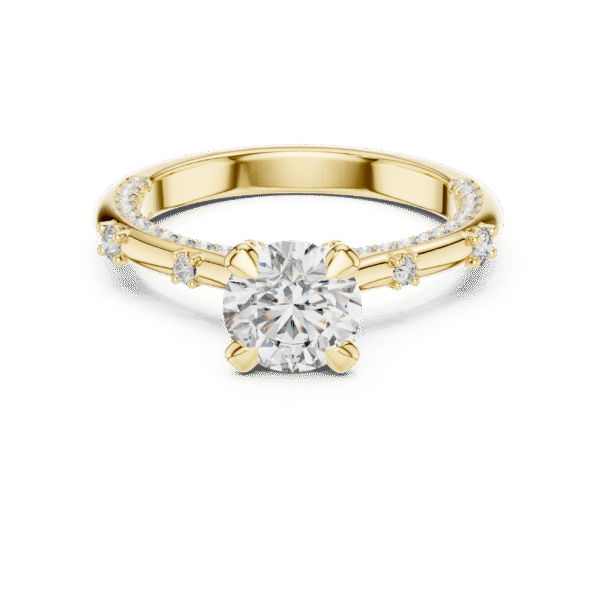 Luxury solitaire round secret halo lab-grown diamond engagement ring in 18K gold