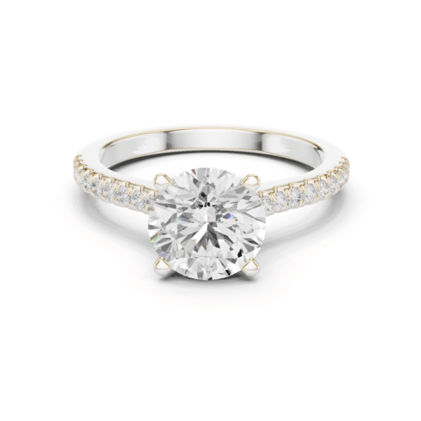 Luxury solitaire round hidden halo lab grown diamond engagement ring in platinum