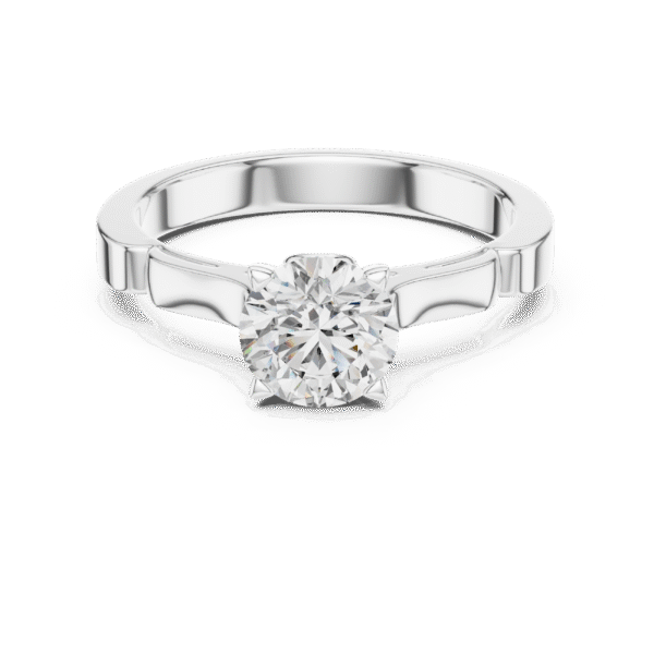 Luxury lab grown diamond round solitaire ring with bridge band design