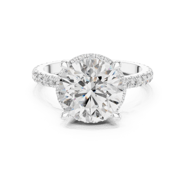 Luxury round solitaire lab-grown diamond ring with hidden halo in platinum